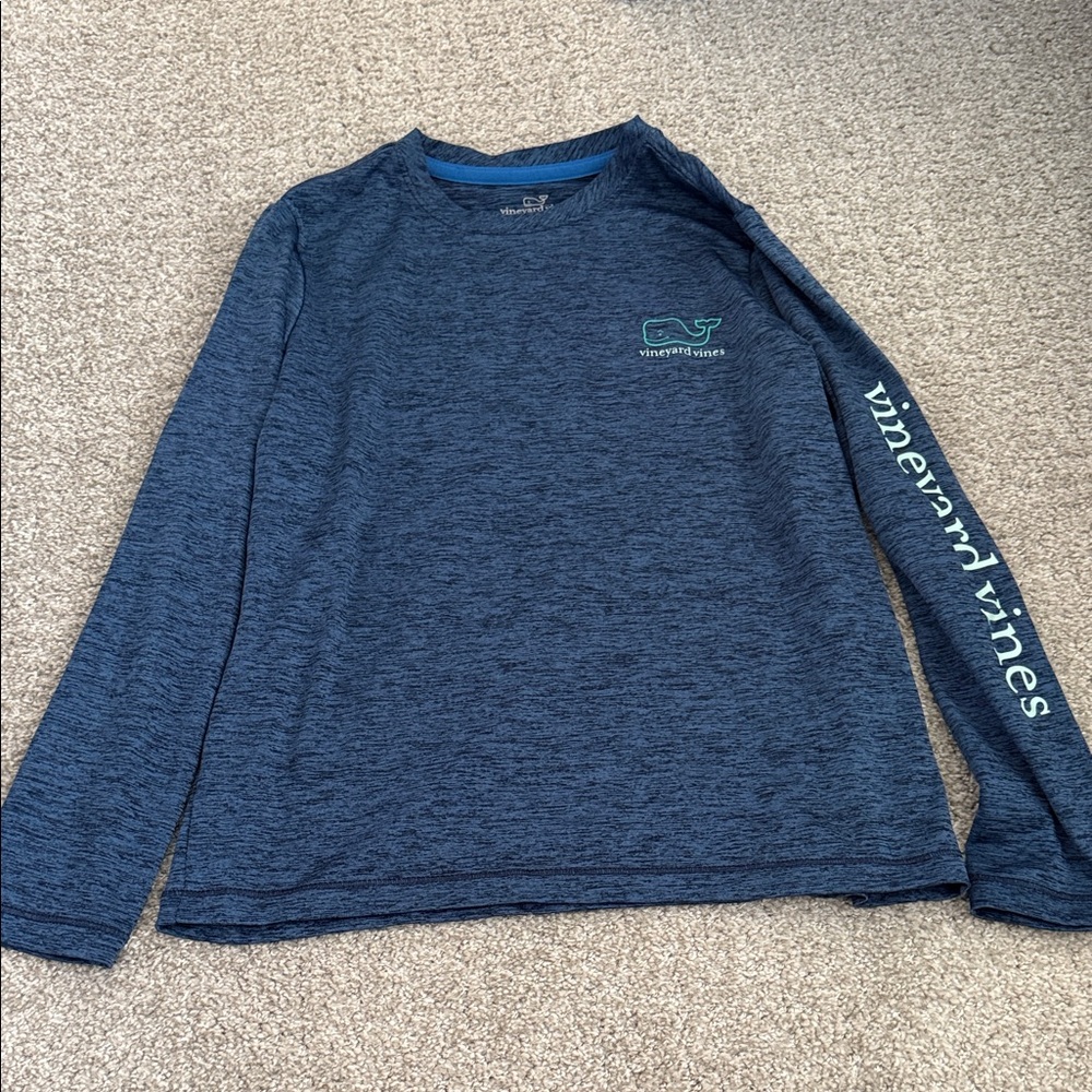 Vineyard Vines Heathered Navy Long Sleeve Tee
